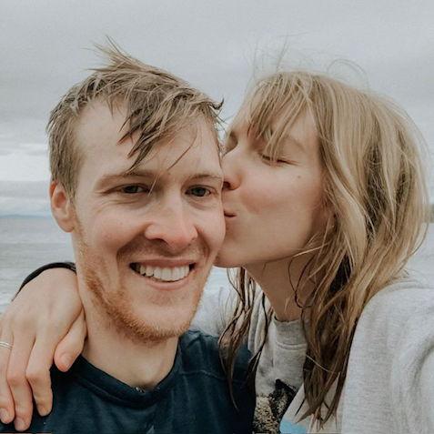 Emma dragging Ryan into the ice cold ocean for another polar dip!!