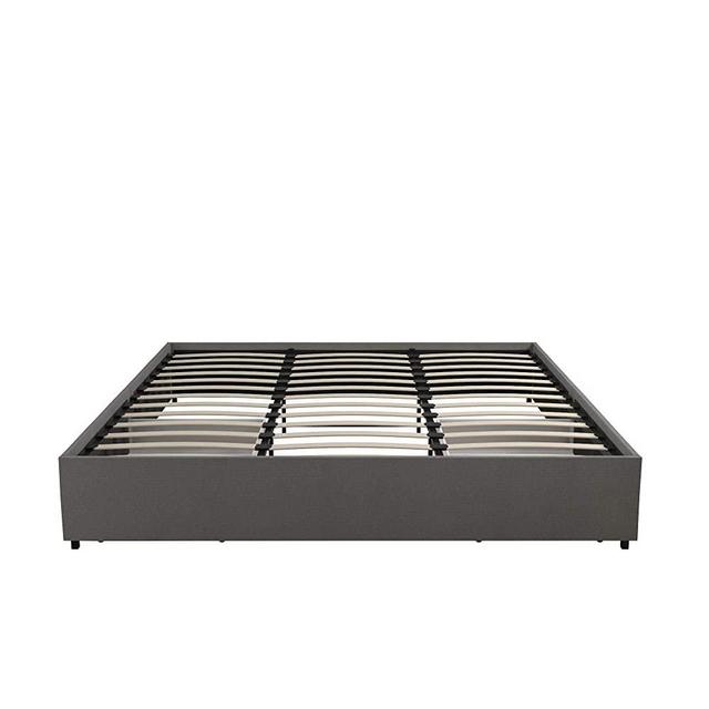 REALROOMS Alden Platform Bed with Storage Drawers, King Size Frame, Gray Linen