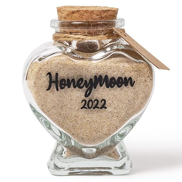 Honeymoon Sand Keepsake Jar，Bridal Shower Gift, Wedding Gift, Engagement Gift, Honeymoon Gift, Travel Gift for Couples, Newlywed, Fiance(Gift Box Includes) - 40ml Glass