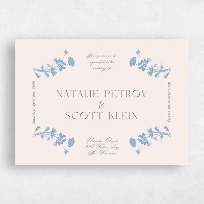 Dusty Blue Wedding Invitation - Dianora Landscape