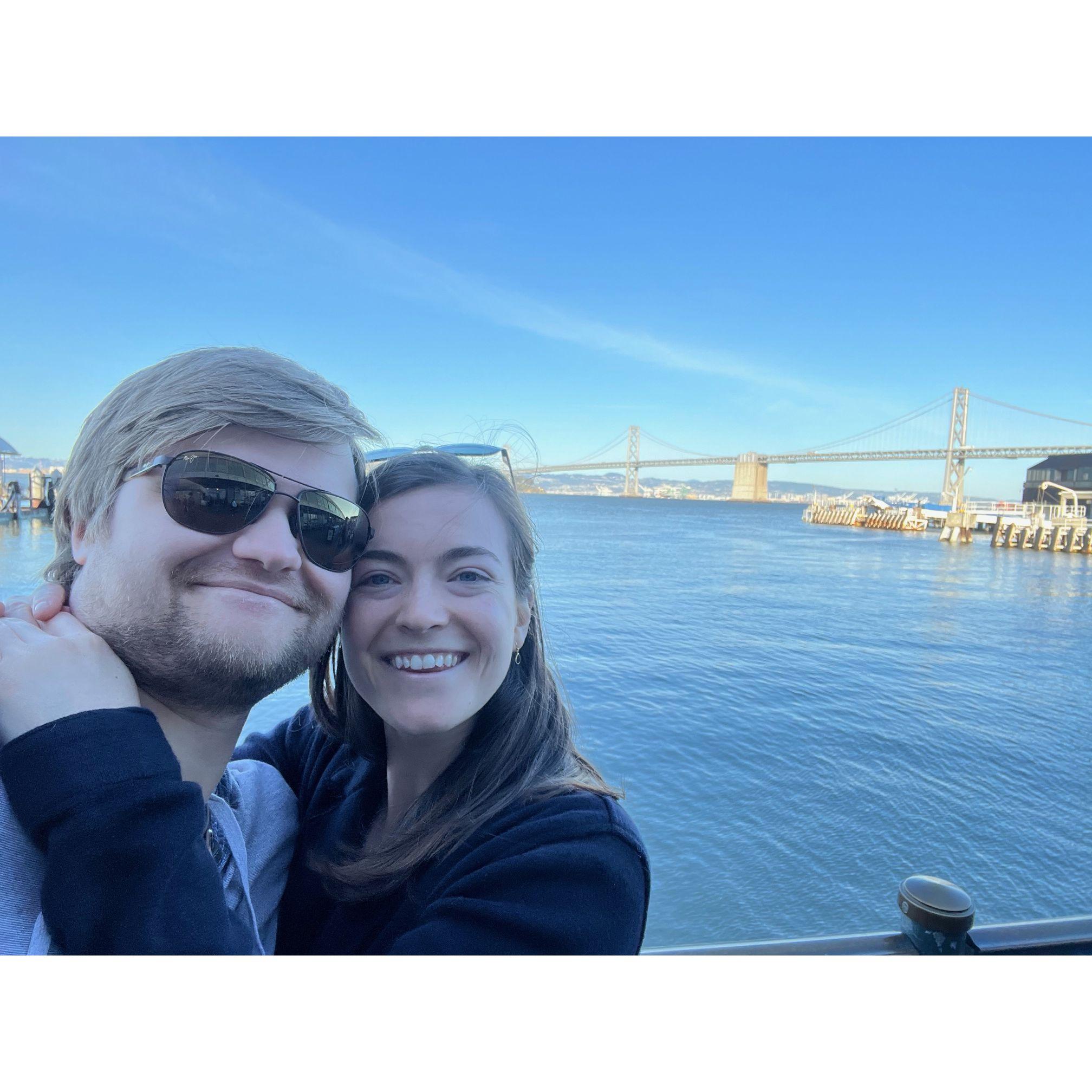 Henry and Katie love taking walks from their home in San Francisco to hang out by the Ferry Building. Our favorite farmer's market and restaurants are near the Bay Bridge.