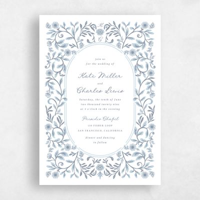 Baby Blue Wedding Invitation - Pirouette Portrait
