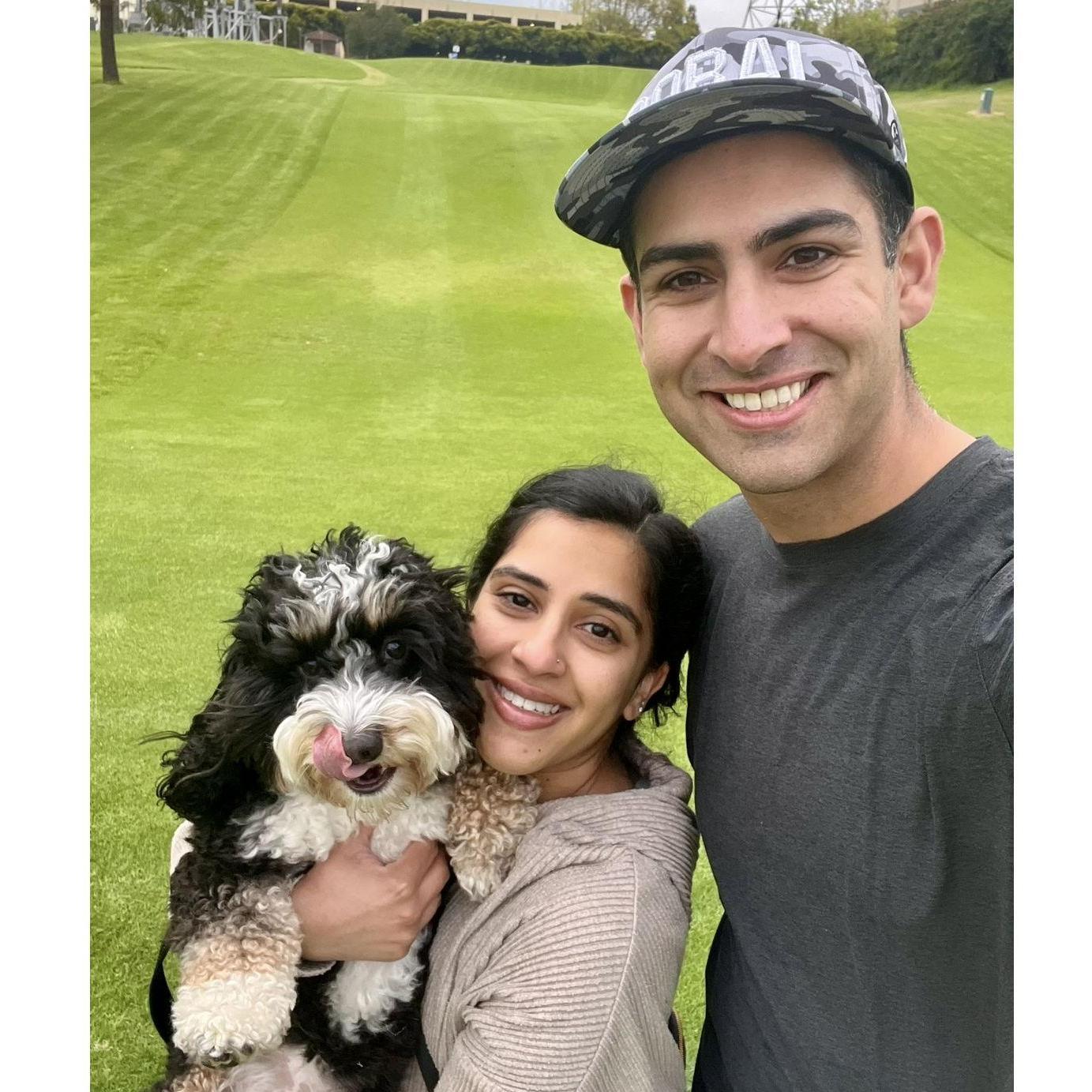 Neelam, Jai, and Kaia went golfing! Kaia won.