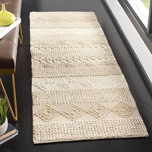 Safavieh Natura Collection NAT102B Hand-woven Wool & Cotton Runner, 2' 3" x 6', Beige/Ivory