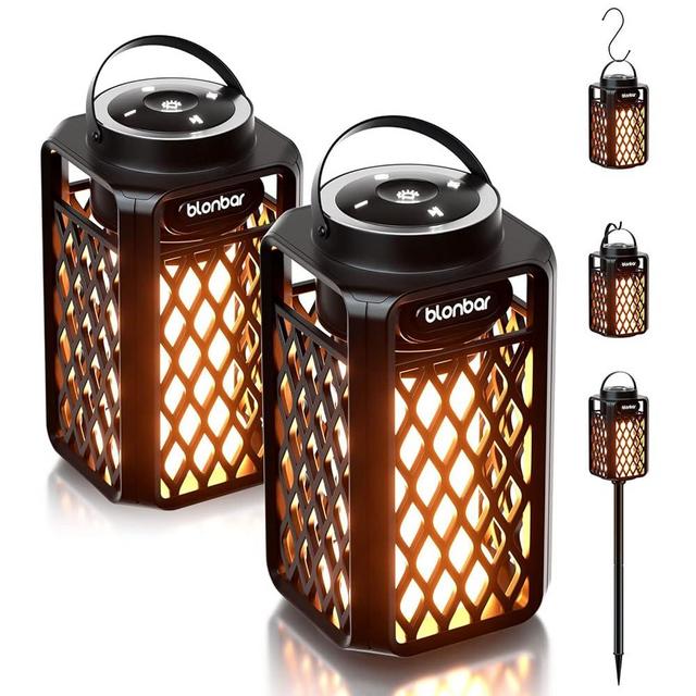 blonbar 2pcs Outdoor Speakers with Torch Atmosphere,10W Portable Bluetooth Stereo Speaker,IP65 Waterproof Led Flame Speakers, Torch Lights for Patio Home Decor, for Men Women Dads Moms