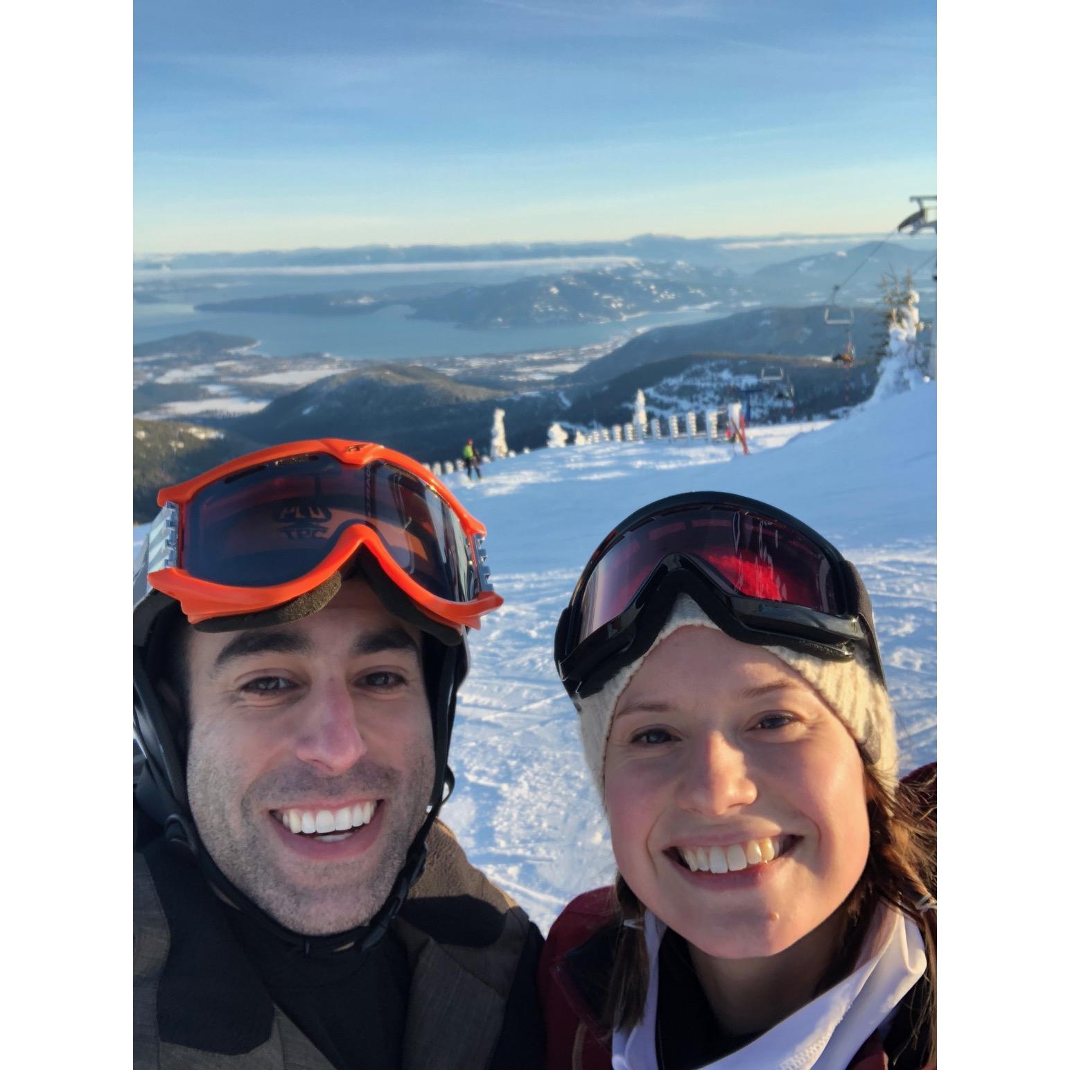 Snowboarding at Schweitzer Mountain