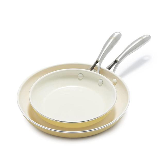 GreenLife Artisan Healthy Ceramic Nonstick, Frypan/Skillet Set, 8" and 10", Yellow