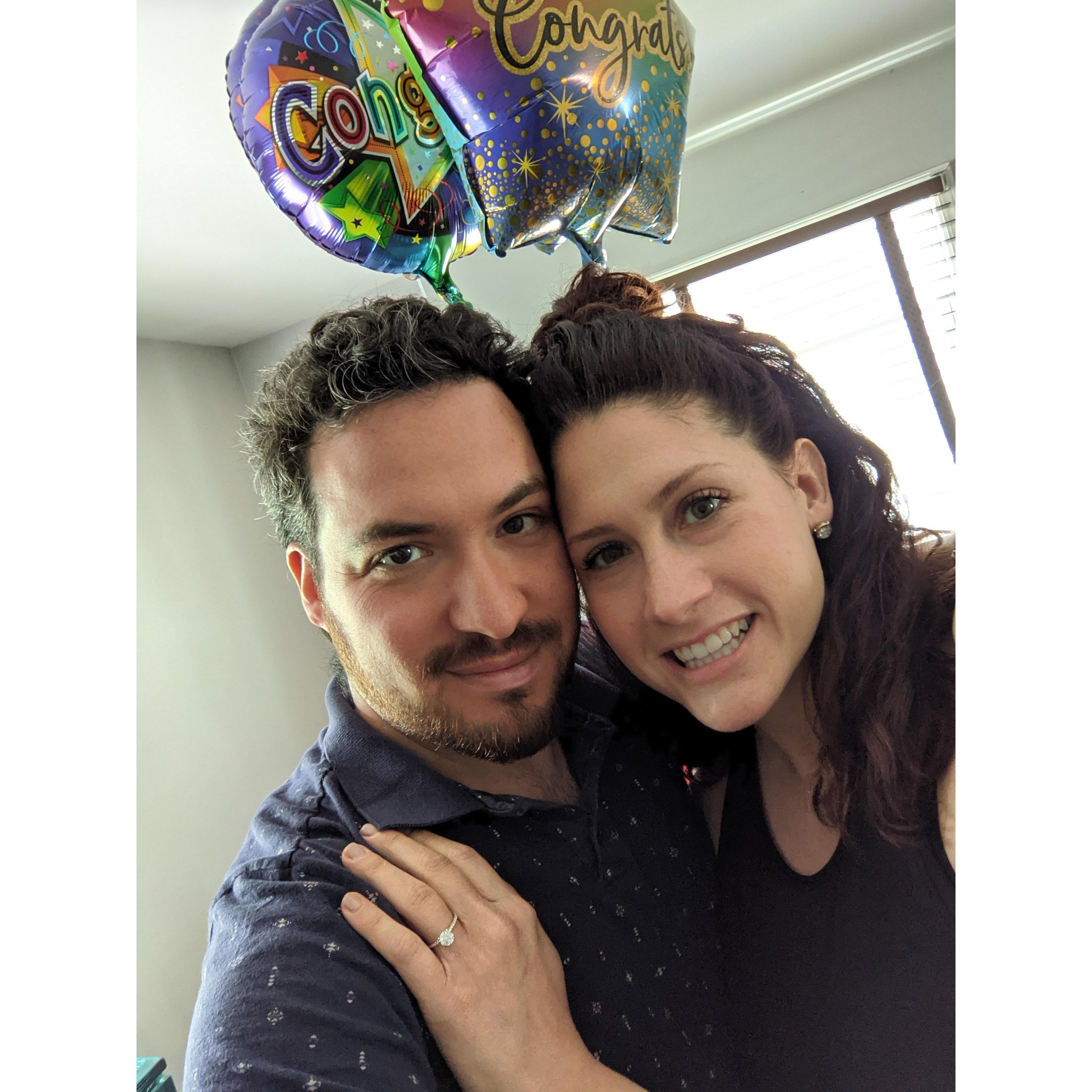 May 30, 2021 - We are engaged! Aaron proposed at Genny's parents house at Sunday dinner after a long, rainy weekend of moving into the new house.