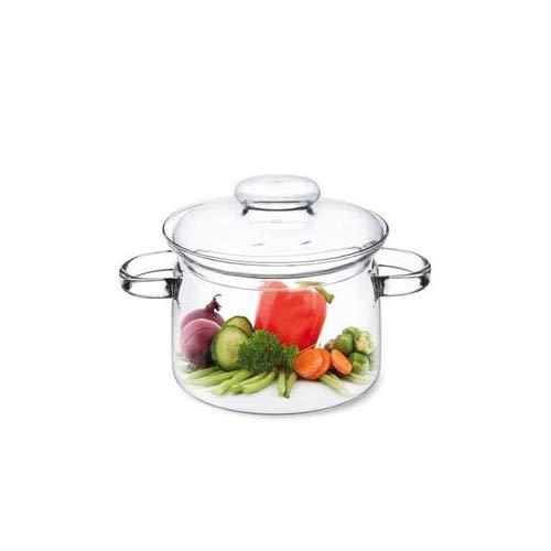 Simax Glassware 1.5 Quart Glass Pot With Lid | Heat Resistant Handles – Doubles as Serving Dish - Made from Oven, Microwave, Stove and Dishwasher Safe Borosilicate Glass – Small Glass Pot