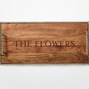 Beaded Brass and Wood Cheese Board with Handles