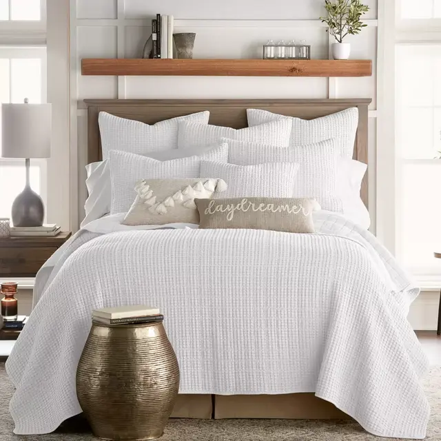 Levtex Home Mills Waffle 3-Piece Full/Queen Quilt Set in White