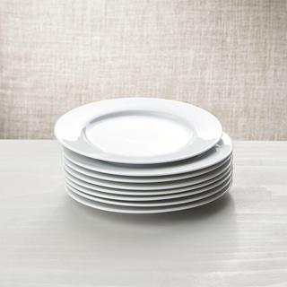 White Porcelain Salad Plate, Set of 8