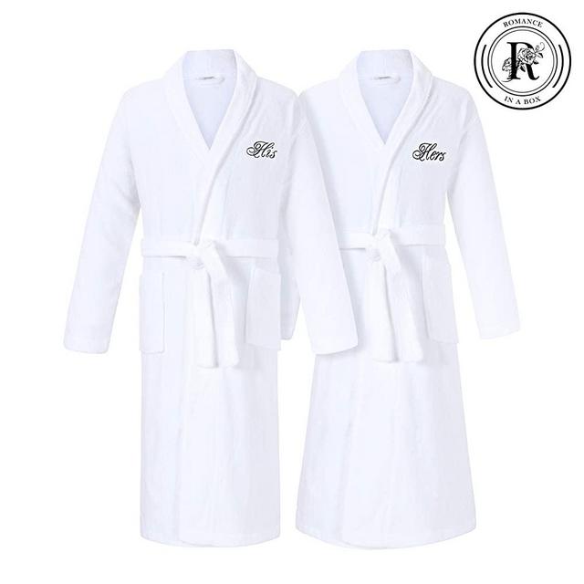 Romance Helpers His and Hers Robes Set | Set of 2 Terry Cotton Robes for Couples | Perfect Wedding Engagement Anniversary Couple Gifts