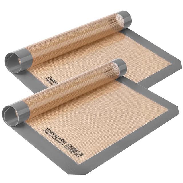 Silicone Baking Mat, Sopito Non Stick, Food Safe Silicone Baking Sheet Cookie Sheet, Heat Resistant 480℉ Oven Liners, Length 16.5'' Width 11.6'', 2 PCS-Grey