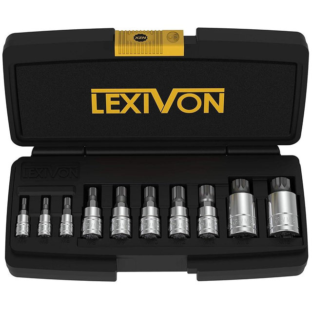 LEXIVON XZN Triple Square Spline Bit Socket Set, Premium S2 Alloy Steel | 10-Piece European Style M4 - M18 Set | Enhanced Storage Case (LX-145)
