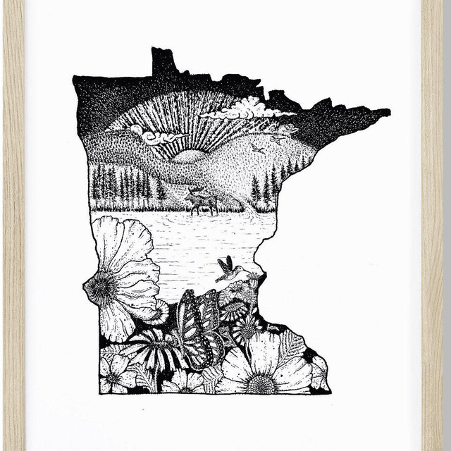 8 x 10 Illustration of Minnesota Print