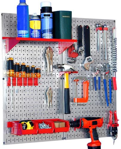 Metal Pegboard Utility Tool Storage Kit - Metallic Pegboard with Accessories