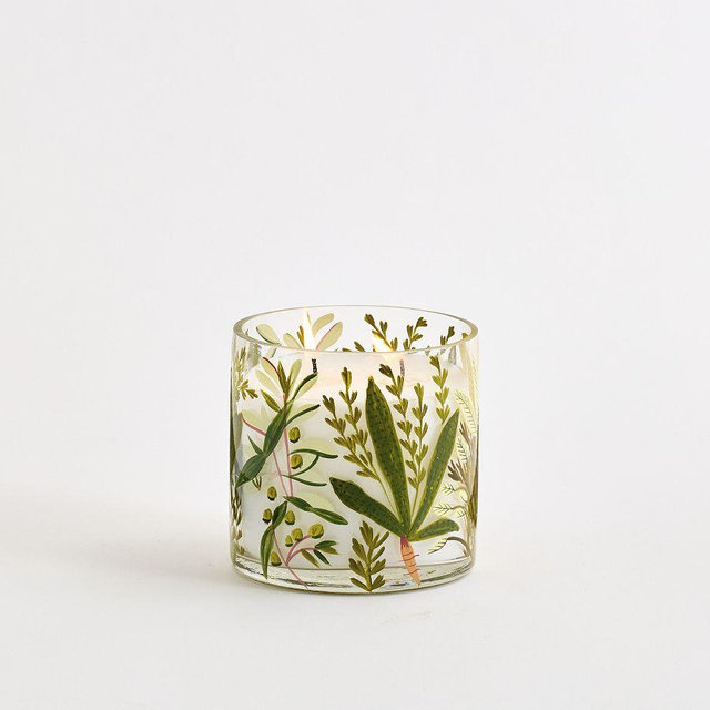 Hand Painted Flower Candle: Juniper & Aloe