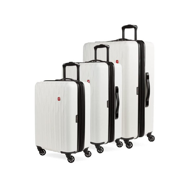 SwissGear 8018 Hardside Expandable Luggage with Spinner Wheels, White, 3-Piece Set (20/24/27)