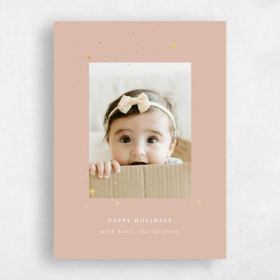 Sandstone, Beige Holiday Card - Niseko Portrait Foil
