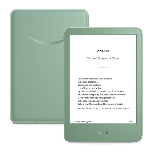 New Amazon Kindle (16 GB) - Lightest and most compact Kindle, with glare-free display, faster page turns, adjustable front light, and long battery life- Without Lockscreen Ads - Matcha + 3 Months of Kindle Unlimited (with auto-renewal)