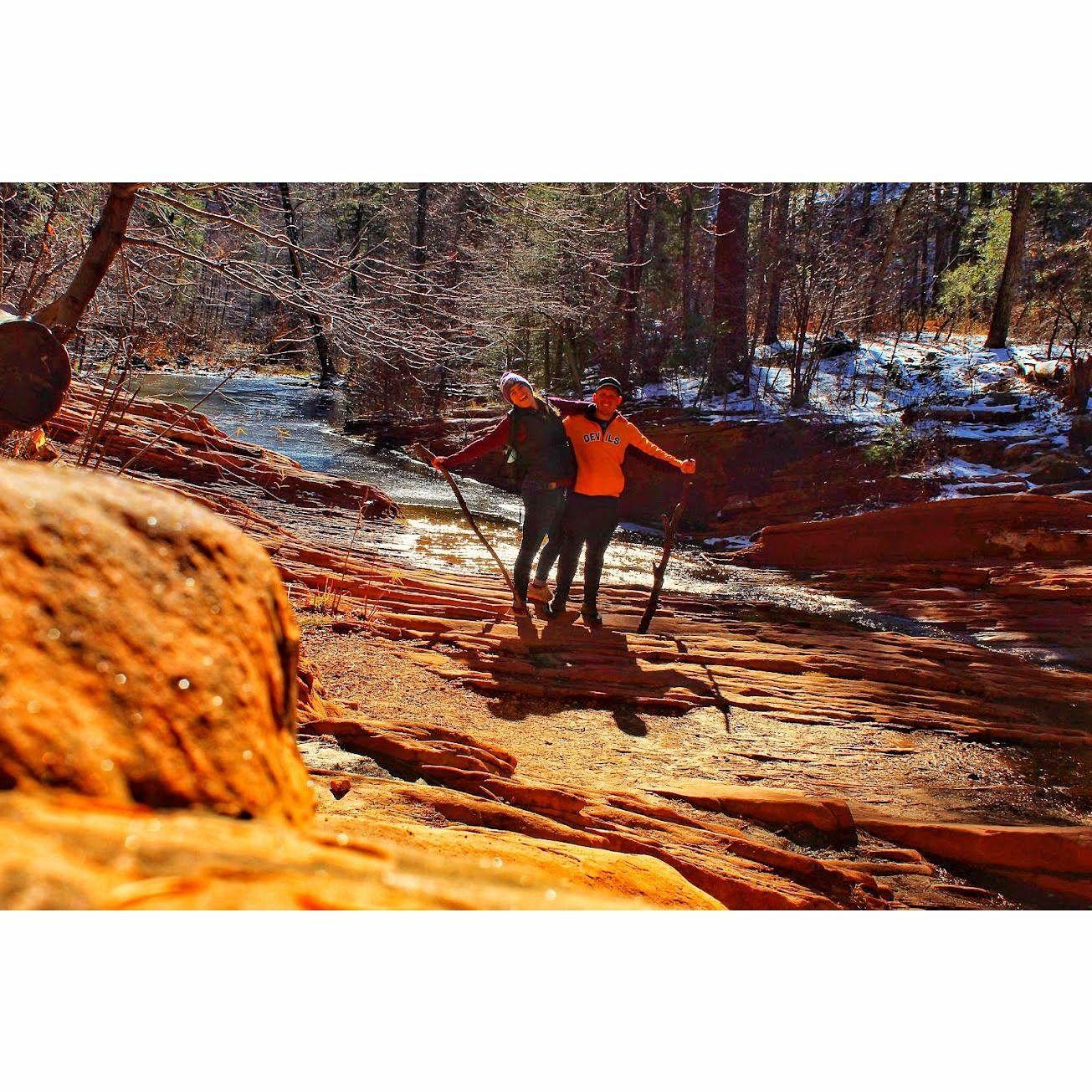 We went hiking on ice in Sedona - Dallas saved Alix several times from falling in the water... :)