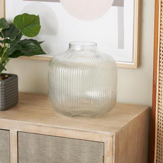 Ribbed Glass Fluted Short Vase