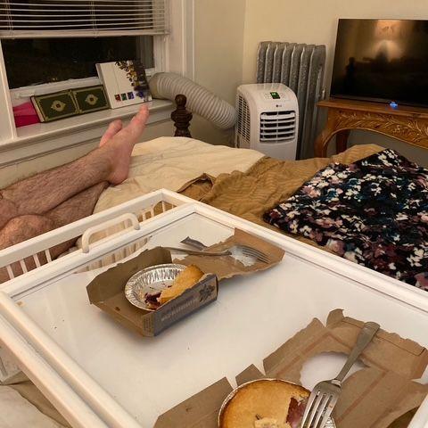 Celebrating moving into our apartment