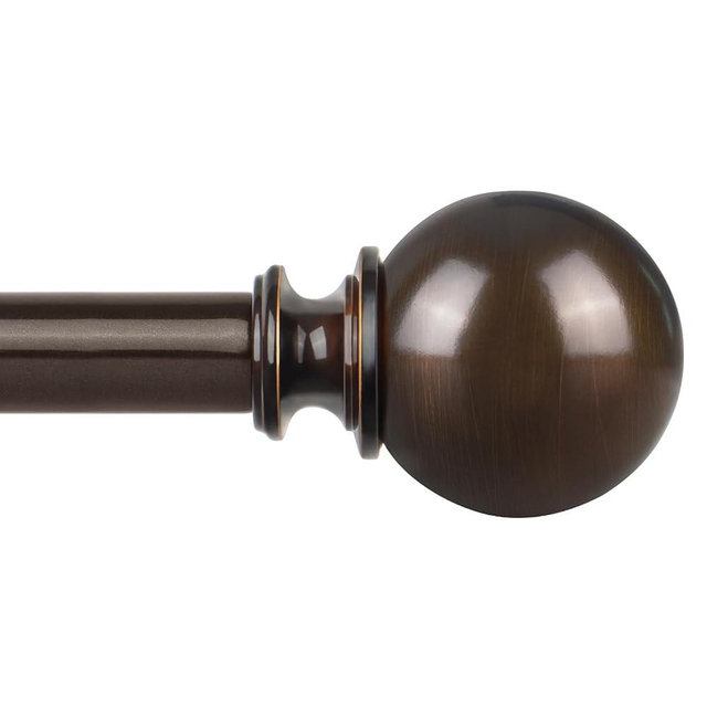 KAMANINA Bronze Curtain Rods for Windows 72 to 144 Inches, Long Curtain Rod 32 to 144 Inches (2.6-12ft), 7/8 Inch Decorative Drapery Rod with Round Finials