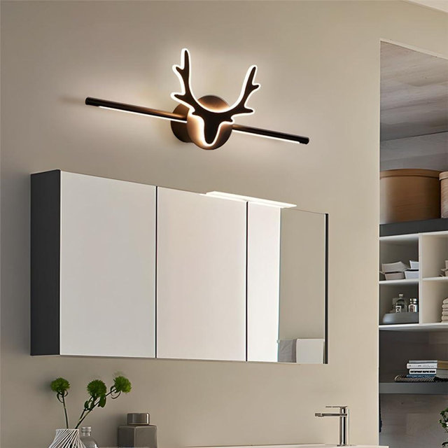 NIUYAO Vanity Light Antique Antler Shape Style Wall Sconce Third Gear Dimming Wall Lamp Fixture Over Mirror for Bathroom -16"