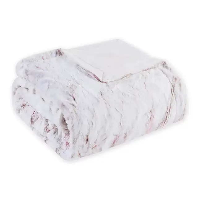 Madison Park Sachi Oversized Faux Fur Throw Blanket in Blush