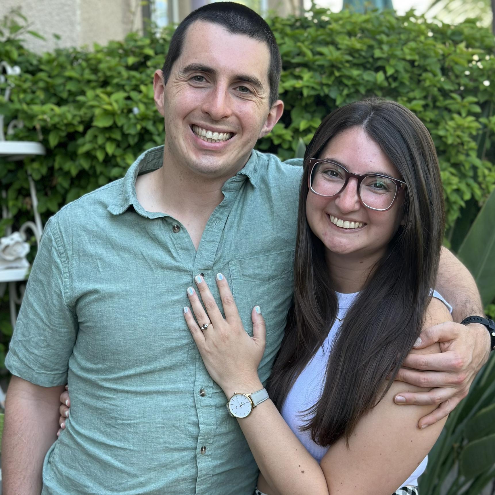 Obligatory post-proposal ring picture. Matt proposed with a crossword puzzle filled with Melissa-relevant references and WILLYOUMARRYME as the central answer.