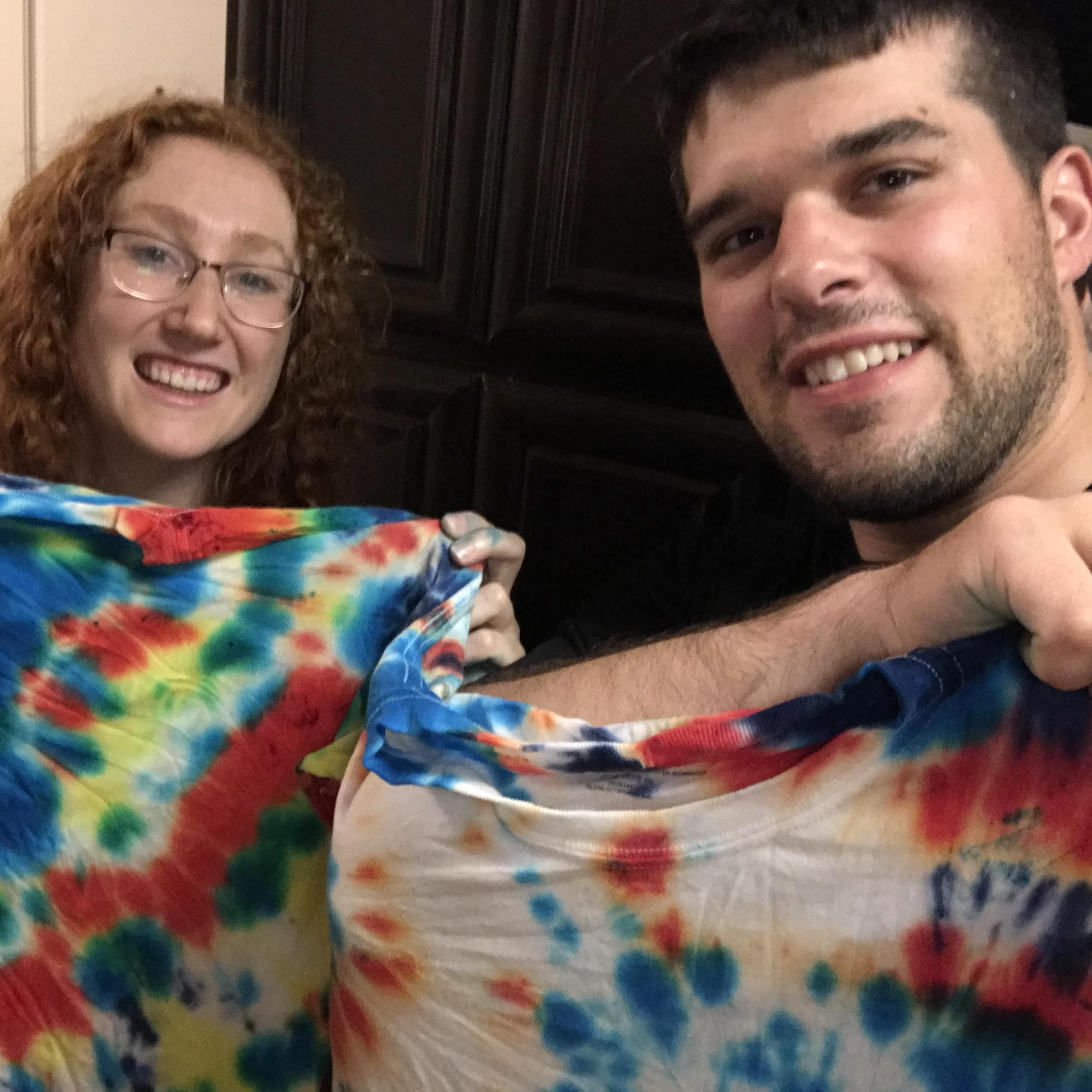 Tye Dying Shirts for each other for date night! April 2021.