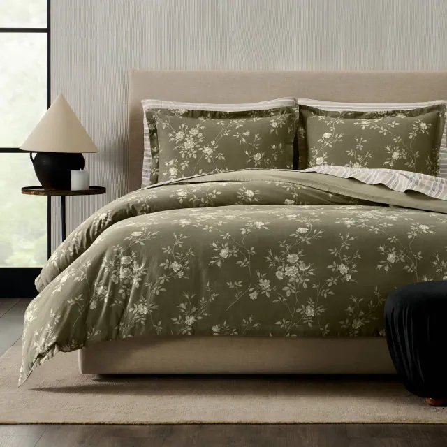 Jeremiah Brent Home 3pc Full/Queen Floral 'Palacio' Cotton Duvet Set Green