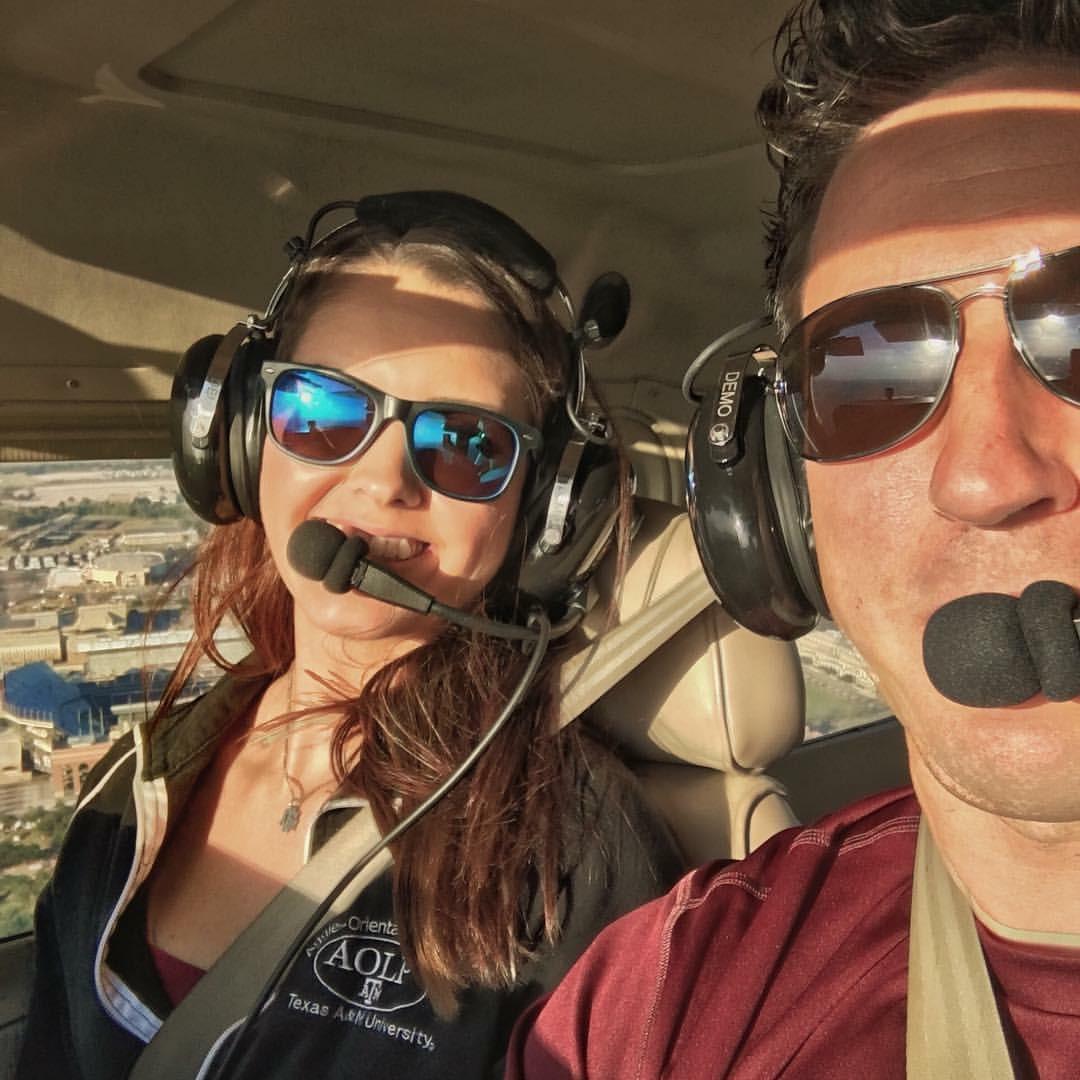 Miranda's birthday flight over Kyle Field. First time in a Cessna!