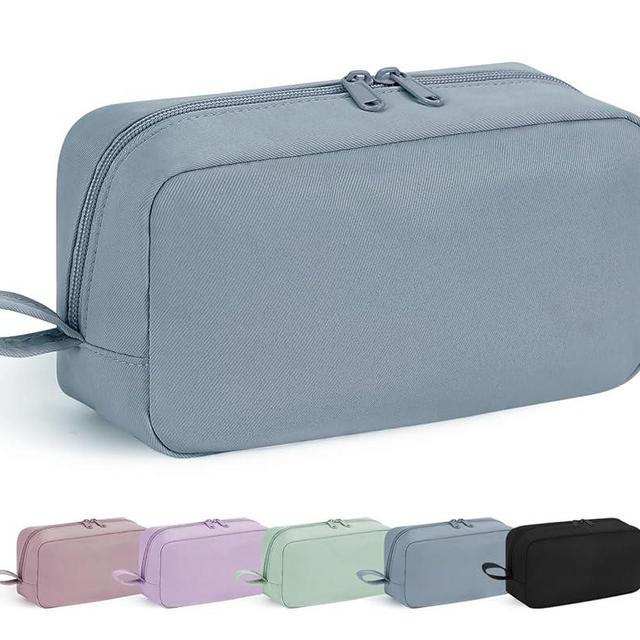 Narwey Large Makeup Bag Travel Cosmetic Bag Organizer Toiletry Bag Make Up Bags for Women (Greyish Blue, Large)