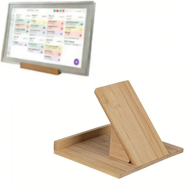 Wooden Stand No-Drill Desktop Holder compatible with Skylight Calendar Max 27 Inch Digital Calendar, Solid Wood Tilted Base Desk Organizer Office