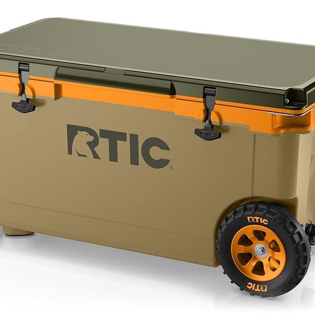 RTIC 72 Quart Ultra-Light Wheeled Cooler Hard Insulated Portable Ice Chest Box for Beach, Drink, Beverage, Camping, Picnic, Fishing, Boat, Barbecue, 30% Lighter Than Rotomolded Coolers