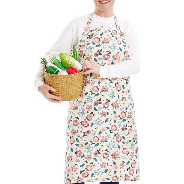 APRONNER Cotton Linen Baking Plus Size Aprons for Women with Pockets Kitchen Cooking