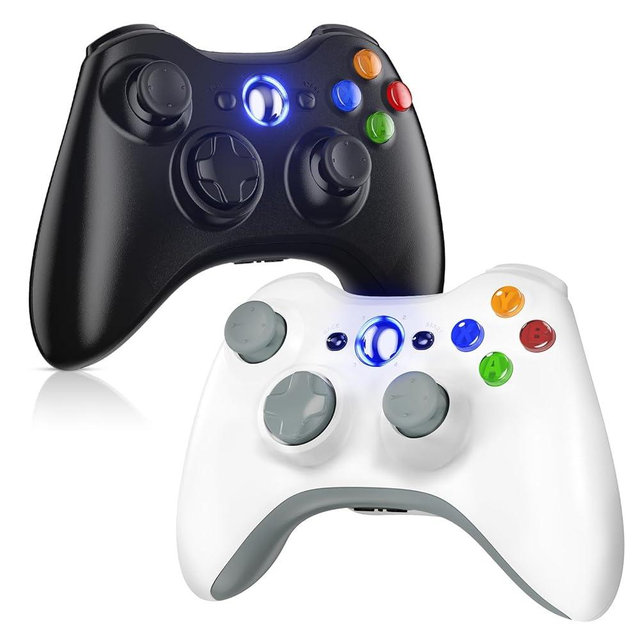 Gamrombo 2 Pack Replacement for Xbox 360 Controller, Wireless Controllers Gamepad Upgraded Joystick Compatible with 360 & Slim, Windows 11/10/8/7 PC Controller（White+Black）