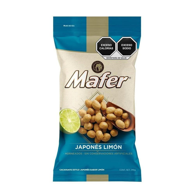 Lemon Roasted Japanese Premium Mafer® Peanuts. Bag with 120 grams of Premium quality and unique flavor are the perfect option to enjoy something rich and nutritious at the same time