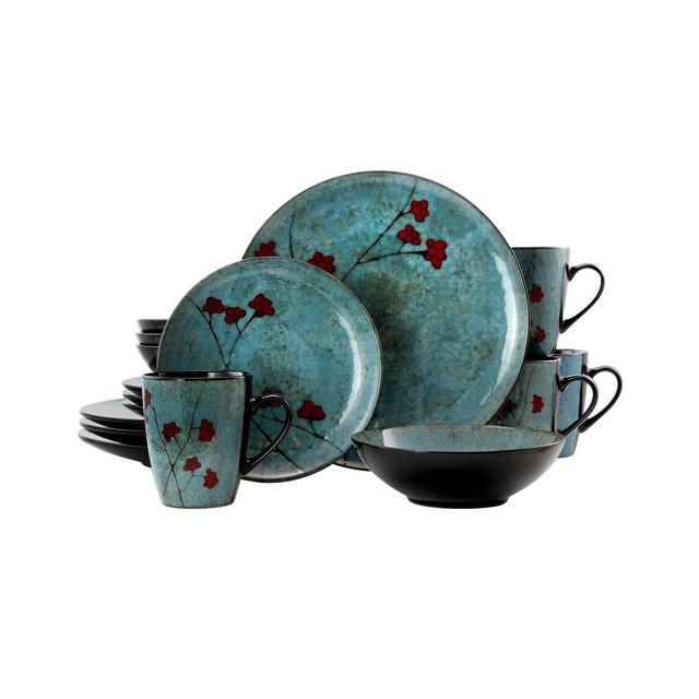 Elama Floral Accents Dinnerware Set of 16 Pieces