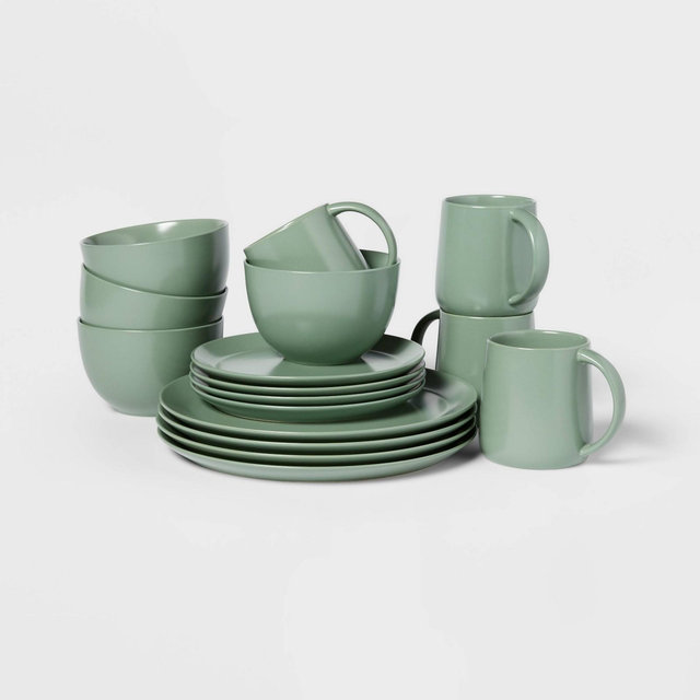 16pc Stoneware Acton Dinnerware Set Green - Threshold™