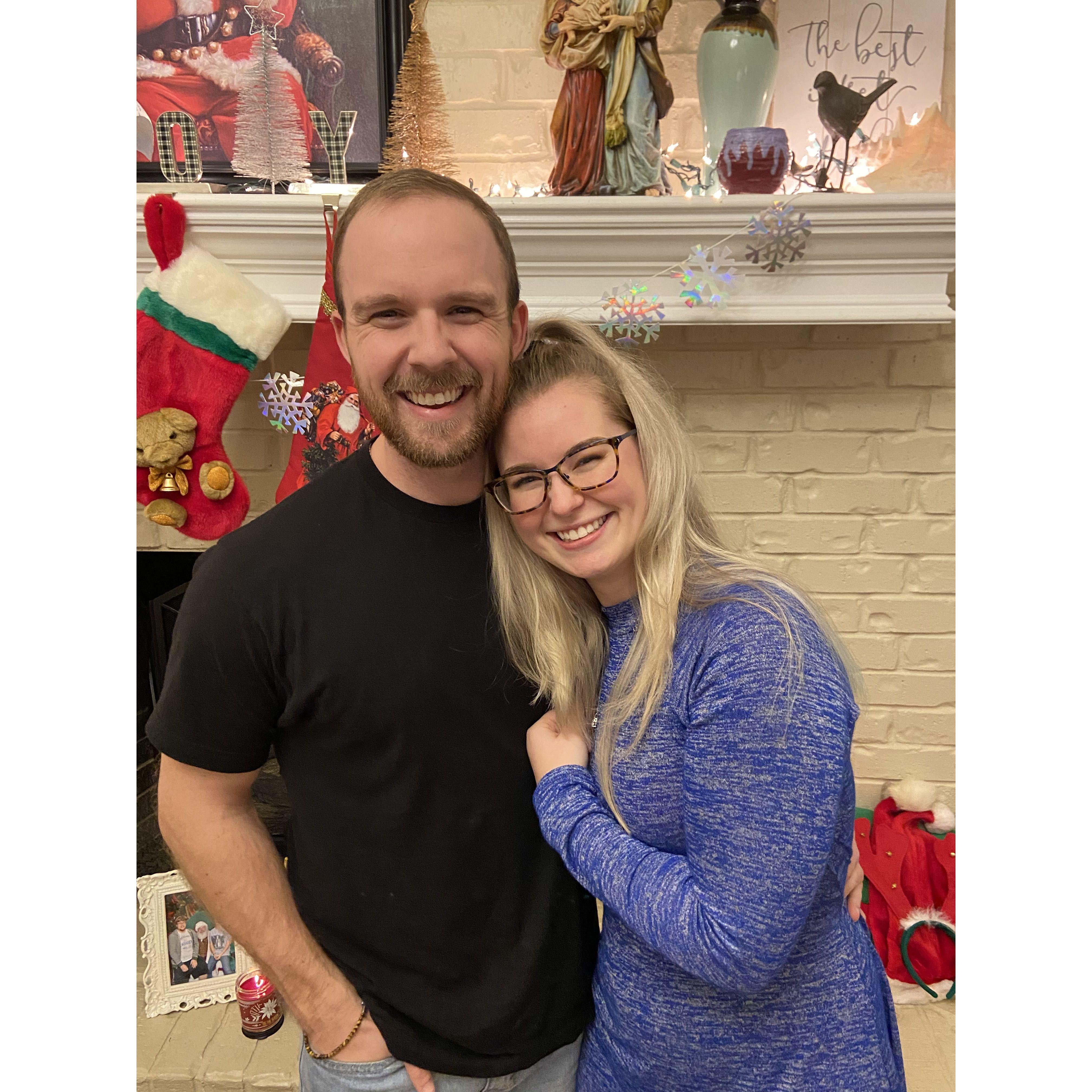 Our first picture together! My mom took this picture in December of 2020. Spencer took me to Santaland after a dinner at Cracker Barrel. Such a fond memory.