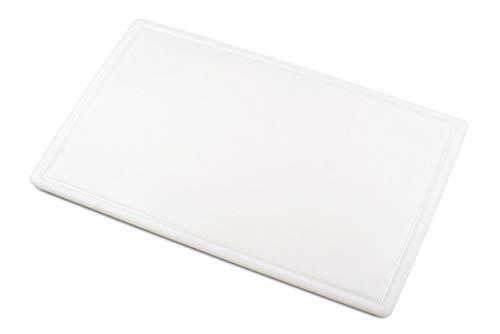 Commercial Plastic Carving Board with Groove, NSF Certified, HDPE Poly, 30 x 18 x 0.5 Inch, White