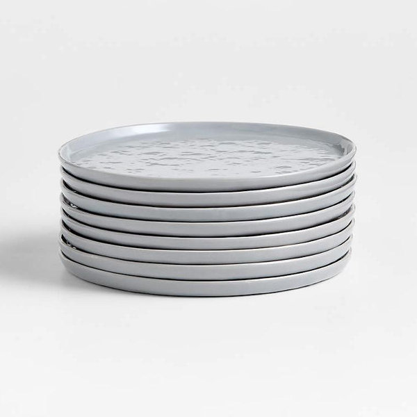 Mercer Grey Round Porcelain Salad Plates, Set of 8