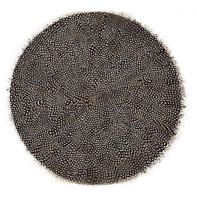 Two's Company 51057 Guinea Fowl Feather Placemats, Set of 6