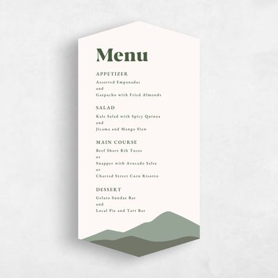 Green Diamond Wedding Menu - Langdon