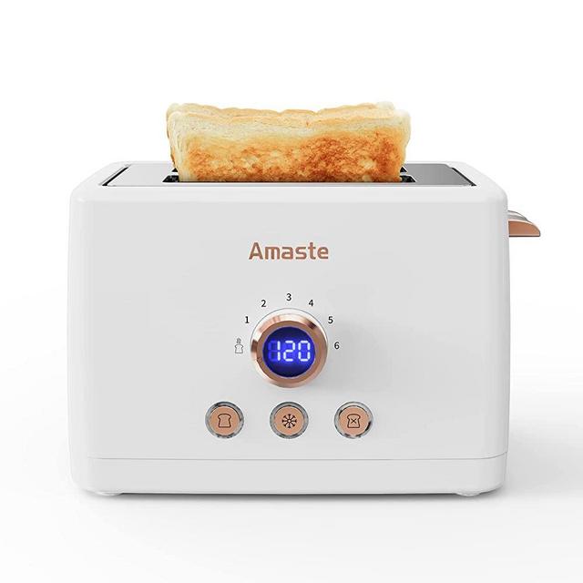 2 Slice Toaster, Retro Bread Toaster with LED Display, Extra Wide Slots Toasters with 6 Bread Shade Settings, Bagel, Cancel, Defrost Function, Stainless Steel with High Lift Lever, Removal Crumb Tray