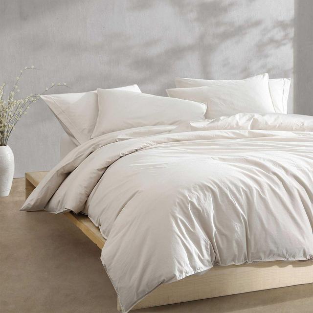 Calvin Klein Washed Percale 3 Piece Duvet Cover Set, Queen